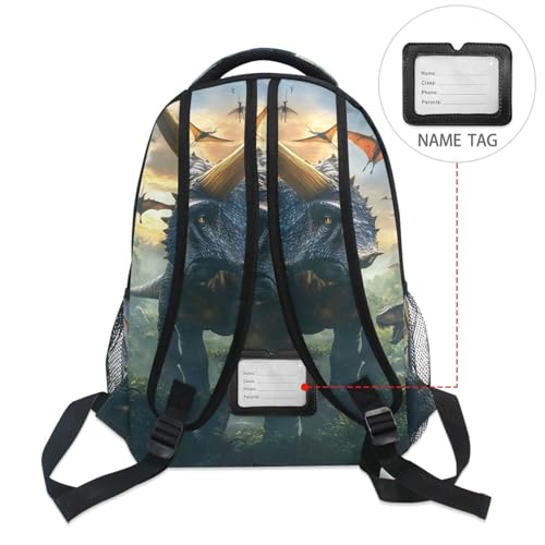 ALAZA Prehistoric Jungle Triceratops Backpacks for Girls Boys Elementary School Bag Kids Bookbag Personalized Travel Daypack 3rd 4th 5th Grade Rucksack 16in Laptop Back Pack2