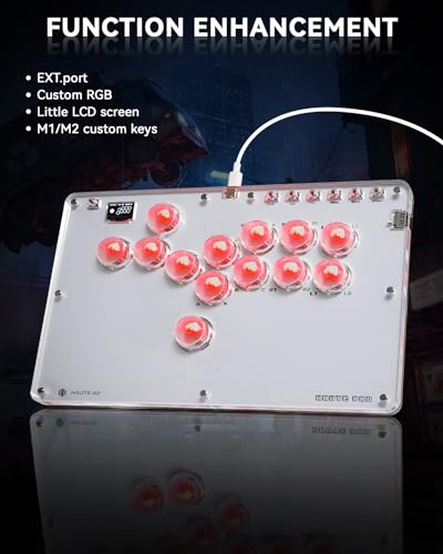 Image of Haute42 13-Key Leverless Arcade Controller, RGB Fighting Stick (White) | Supports Hot Swap & SOCD, Compatible with PC /Ps3 /Ps4 /Switch /Steam