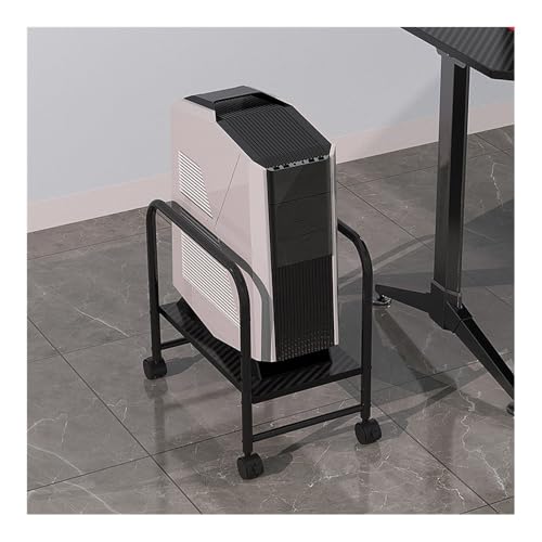 Soporte para torre de computadora CPU, carrito móvil ajustable con 4 ruedas con freno, ajustable para la mayoría de cajas de PC para gamers miniatura 3