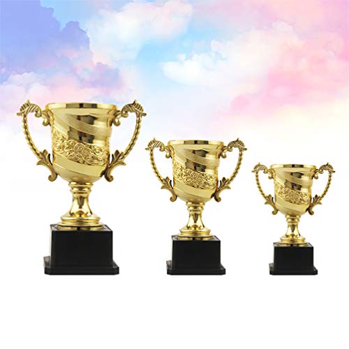 NUOBESTY 3 peças de troféu de ouro de metal para competição de torneios esportivos