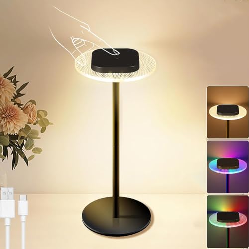 Lámpara de mesa: funciona con pilas recargables, funcionalidad regulable, ideal para dormitorio, sala de estar, oficina o decoración de escritorio, perfecta para iluminación ambiental y regalos