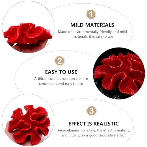 Image of Balacoo Aquarium Coral Decorations: Fish Tank Artificial Coral Reef Ornaments - Resin Aquarium Plants Decoration for Landscape (Red)