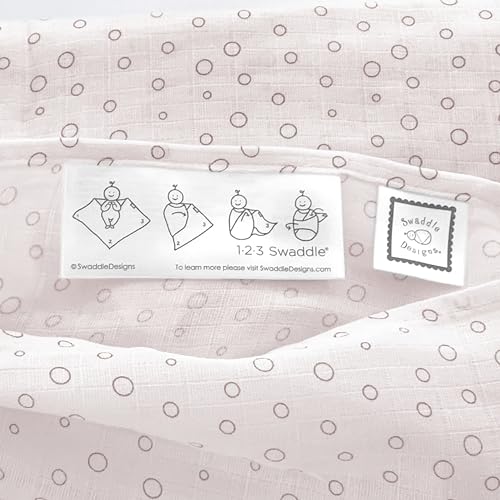 Image of SwaddleDesigns Marquisette Receiving Swaddle Blanket for Baby Boys & Girls, Soft Premium Cotton Muslin, Best Shower Gift, Soft Pink with Soft Black Mod Circles
