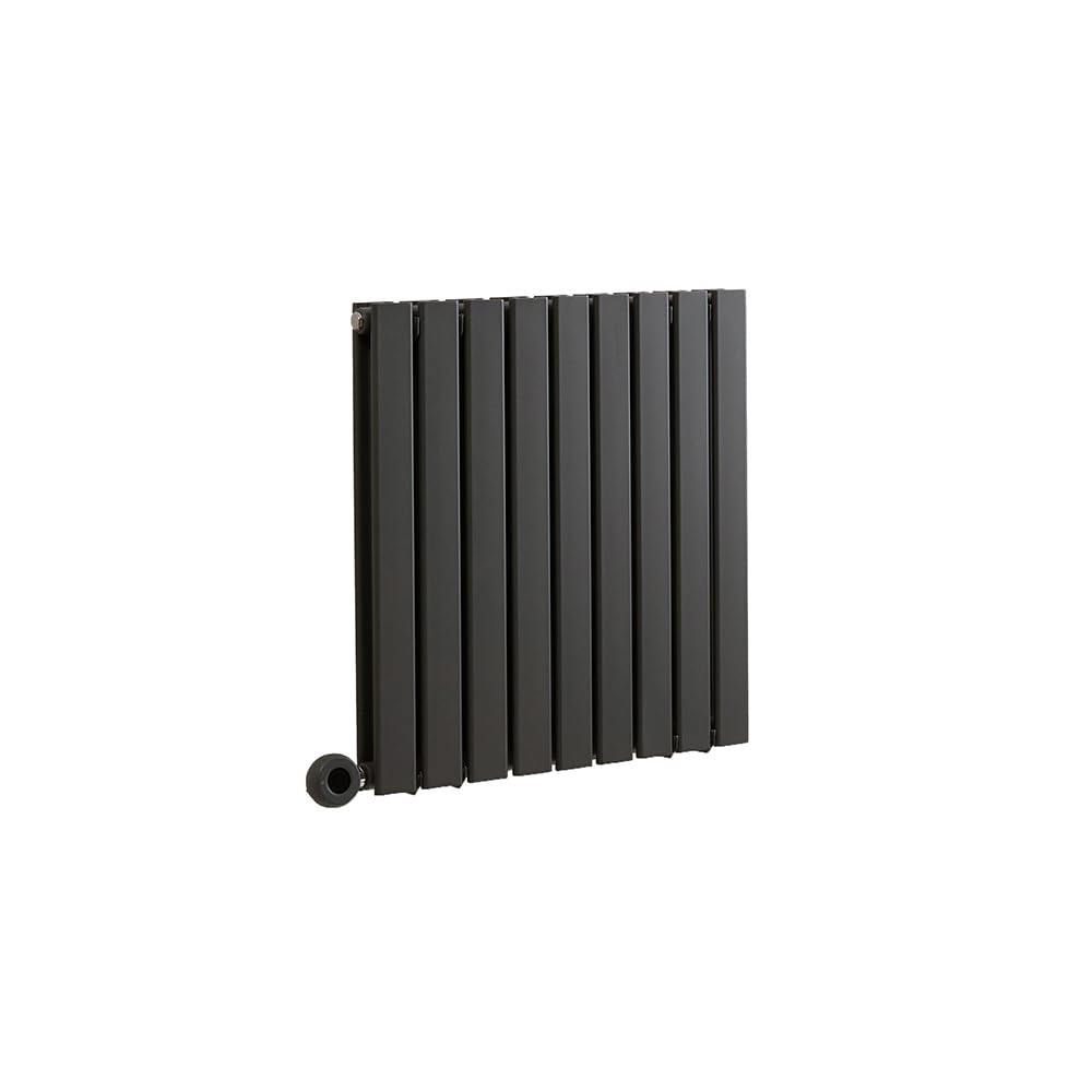 Milano Black/Anthracite/Grey 635Mm X 630Mm - Electric Horizontal Double Panel Designer Radiator With Plug-In Thermostat - X Ecoso Alpha