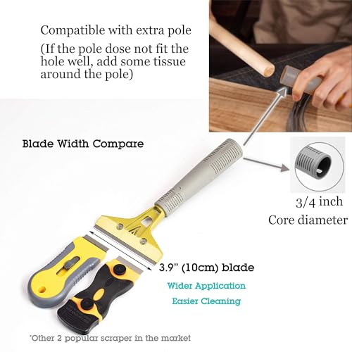 LDS Industry 4" Wide Extendable Razor Blade Sticker/Paint Scraper Remover for Window Glass Windshield Tile Granite Wall Cleaning Hand Tool, Gum Cleaning, Stove Cleaner, SCRP-A - Thumbnail 2