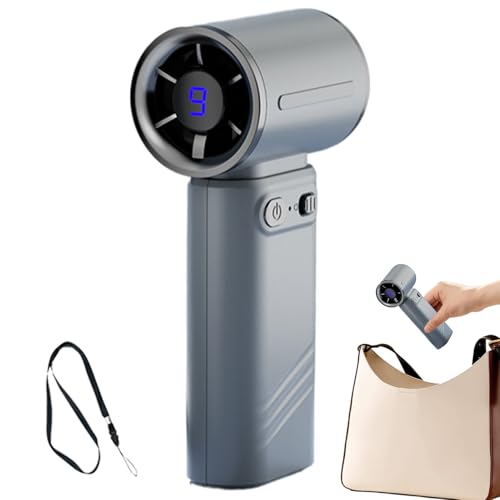 Xvilmaun Ventilador de mano, ventilador personal recargable que funciona con pilas, herramienta de refrigeración USB de alta velocidad con pantalla digital para mujeres y hombres
