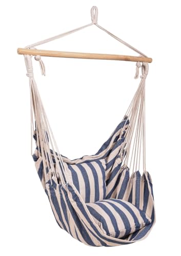 Gravidus Hängesessel Tobago mit 2 Kissen aus Baumwoll-Polyester & Hartholz – gemütlicher Hängestuhl für Garten, Terrasse & Wohnzimmer, bis 120 kg belastbar, inkl. Kissen Gravidus Hängesessel Tobago mit 2 Kissen aus Baumwoll-Polyester & Hartholz – gemütlicher Hängestuhl für Garten, Terrasse & Wohnzimmer, bis 120 kg belastbar, inkl. Kissen