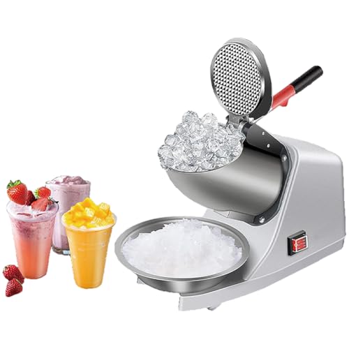Broyeur à Glace électrique, Machine à cônes de Neige en Acier Inoxydable 300 W avec Lames entièrement en Acier Inoxydable, épaisseur réglable, Facile à Nettoyer, Rasoir à Glace électrique