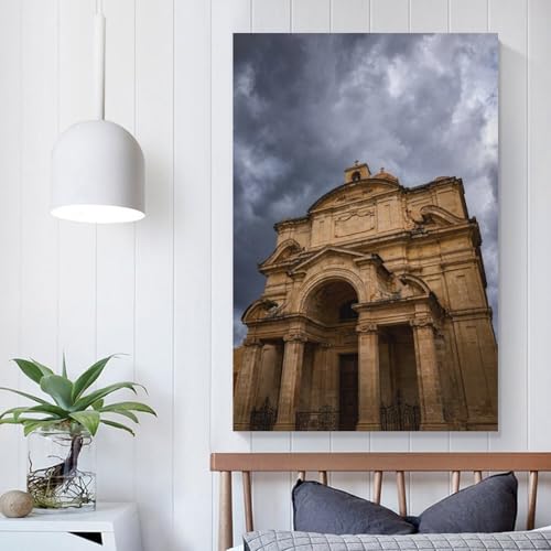 TBDUEPS Cuadros de la Iglesia de Santa Catalina para dormitorio, adolescentes, niñas y mujeres, decoración de sala de estar, lienzo de pared de 60 x 90 cm.