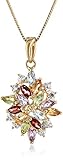 18k Yellow Gold-Plated Sterling Silver Gemstone Drop Pendant Necklace, 18
