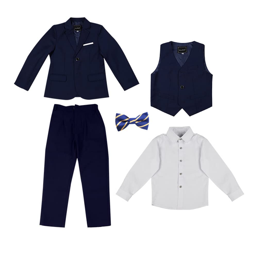 GUOCU Gentiluomo Abbigliamento Set per Bambino Ragazzi,Completo da Ragazzo 4/5 Pezzi Taglia Larga Abiti da Cerimonia Smoking Abiti da Battesimo Bambino Completo Vestito per Festa di Matrimonio