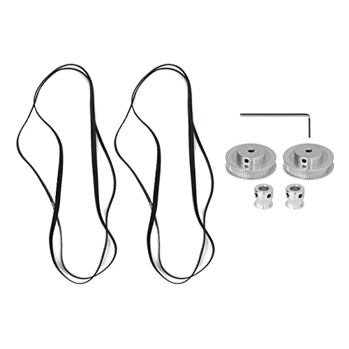2Pcs Timing Pulley Set, 60 and 20 Tooth Aluminum y Timing Pulleys with elt, Stable 3D Printer Timing Pulley for CNC Lathes and, 