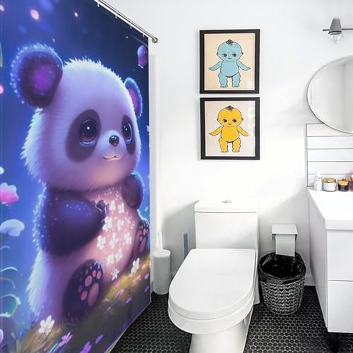 Rideau de douche pour baignoire d'angle imprimé panda rigolo