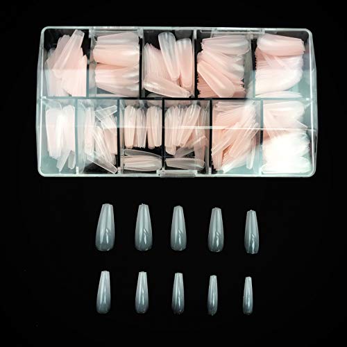 Michelle 500Pcs Pink False Nails Tips Long Coffin Shape Ballerina Fake nails Full cover 12 Sizes with Box (Pink Base 500pcs)