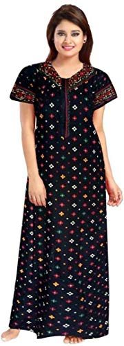 Image of WiWi Nighty for Women Cotton Printed Maxi Gown Ankle Length Nighty Night Dress Gown for Women Maxi - Free Size (Pack of 2)