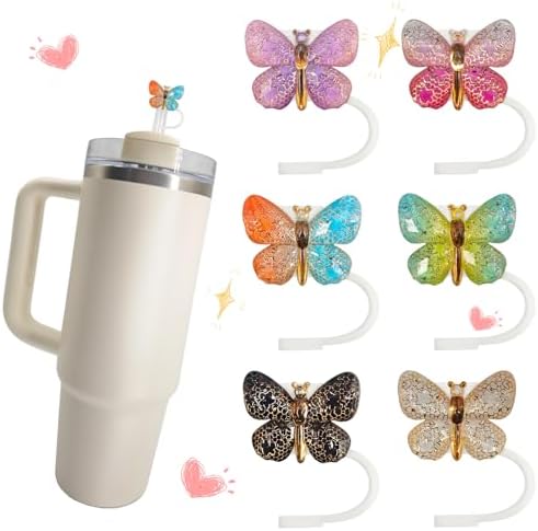 6pcs YKL B Butterfly Stanley Cup Straw Cover Stanley Straw Topper Cup Accessories Cup 40 Oz