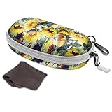 Fintie Sunglasses Case with Carabiner, Hard Shell Shockproof Sport Glasses Cases Travel Zipper Eyeglasses Holder, Sunflowers