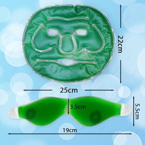 Image of Aqua Ice Face & Eye Cooling Gel Mask and Aloe Vera Gel Mask Ice Pack for Face and Eye Patches Remove Dark Circles, Fatigue Cool Eyes Patch Pads Eye Care | Facial Skin Refresh Face Mask for Hot & Cold Therapy (Large Aloe Face Mask, Aloe Magnetic Eye Mask)