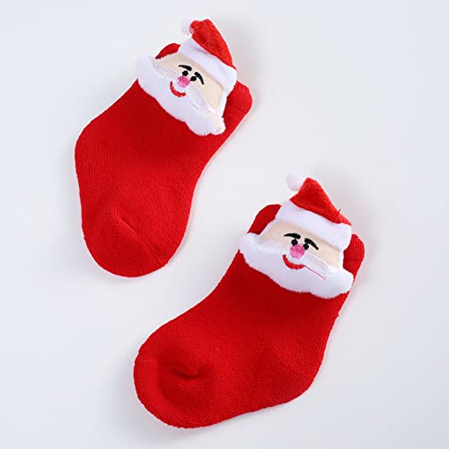 Baby Christmas Crew Sock6 Mouths Newborn Boys Girls Soft Bottom Solid Color Cotton Christmas Tree Printed Socks3