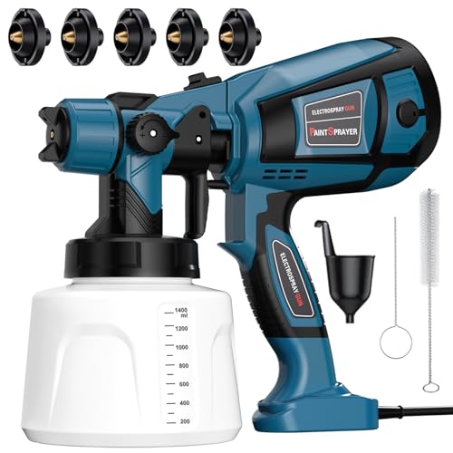 Pistola a spruzzo a colori HVLP da 800 W, con 5 ugelli e 3 modelli, 1400 ml, colore regolabile, per recinzioni