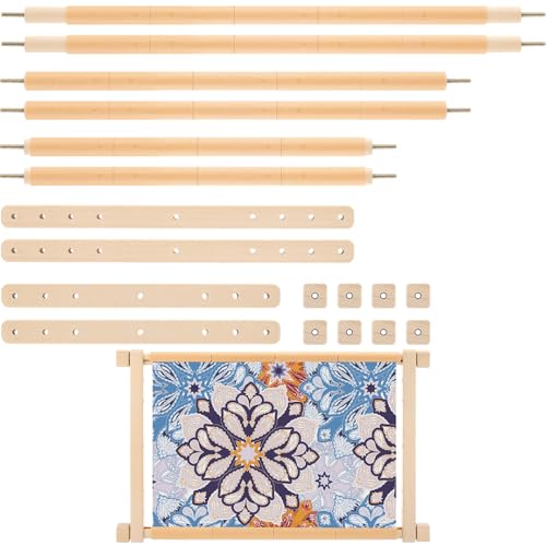 CroBlissful Cross Stitch Scroll Frame Set with Plastic Clamps Beech Hardwood Embroidery Frame Needlepoint Cross Stitch Holder for Sewing Needlework Embroidery Projects