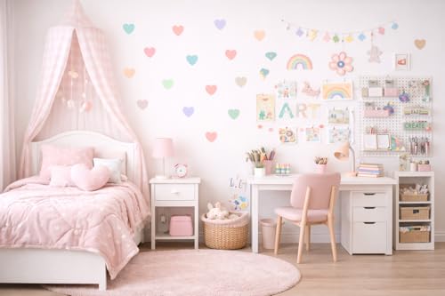 Image of Pastel Color Heart Sticker for Scrapbook or for Wall Decoration, Nursery Decor, Home Decor (Pastel Set)