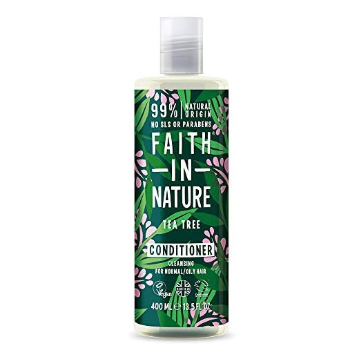 Faith in Nature naturlig teebast balsam, vegan och utan djurförsök, fri från parabener och SLS, för normalt till oljigt hår, 400 ml