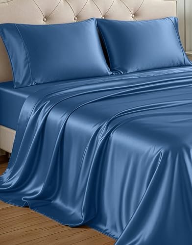 Casa Platino Satin Sheets Queen Size - Queen Silk Sheets with 15 Inch Deep Pocket Fit, Makes for a...
