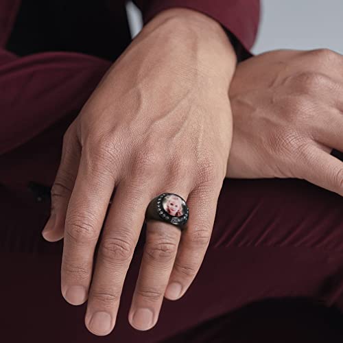 Custom4U Personalized Rings for Men,Photo & Name Engraved Sizes 13 - image 2