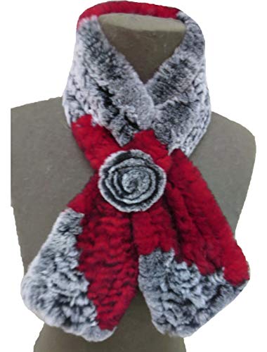 Real Rex Rabbit Hair Scarf Knitted Neck Warm Rose Pattern for Women and Girls Protect Cervical Spine2