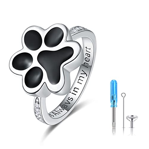 Praymos Urn Rings For Ashes For Women 925 Sterling Silver Cremation Jewelry To Hold Pets Human Dad Ashes Paw Prints Memorial Keepsake Rings Size 7 #TOP25