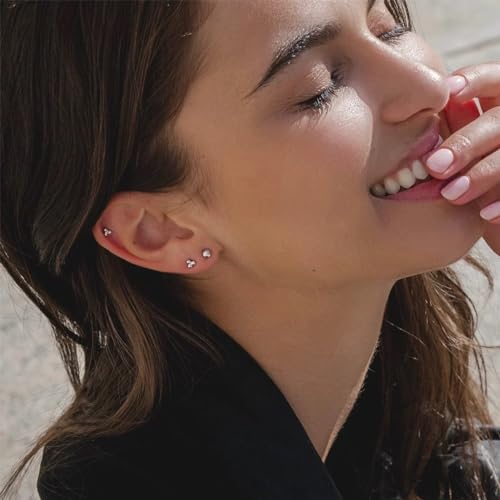 PRETOLE 8 Pairs Sterling Silver Stud Earrings for Women,14K Gold Plated Stud Earrings Set for Women Hypoallergenic Stud Earrings Cubic Zirconia Stud Earrings Small Stud Earrings for Women4