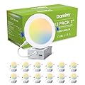 DAMINY 12 Pack 7 Inch LED Recessed Lighting with Junction Box,5CCT,Ultra-Thin Recessed Light,15W 1300LM, Dimmable Canless Wafer Ceiling Light, High Brightness