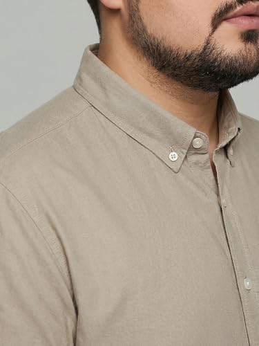 Image of Urbano Plus Men's Cotton Full Sleeve Regular Fit Solid Oxford Shirt with Button-Down Collar