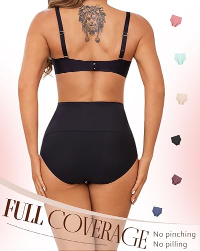 UNDER THE SEA Tummy Control Underwear for Women High Waisted Briefs Seamless Full Coverage Ladies Panties 4 Pack S-XXXL3