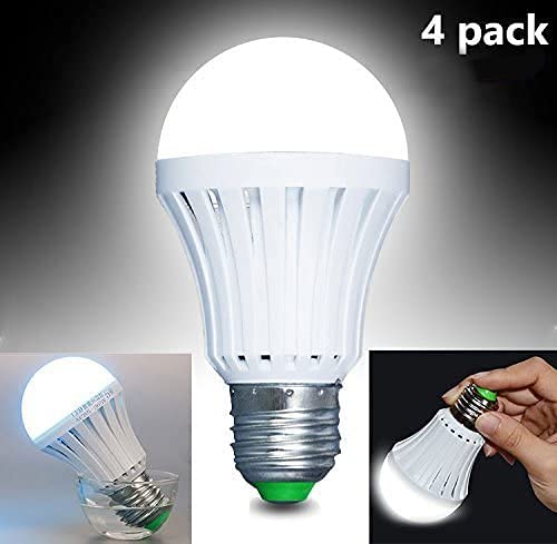 Ctkcom Rechargeable Emergency Led Bulb 7W (4 Pack)-Household Lighting Bulbs ,Saving Energy Intelligent Light Rechargable Electricity 65W Equivalent 6000K White Bulb 120 Volt E26/E27 #TOP2