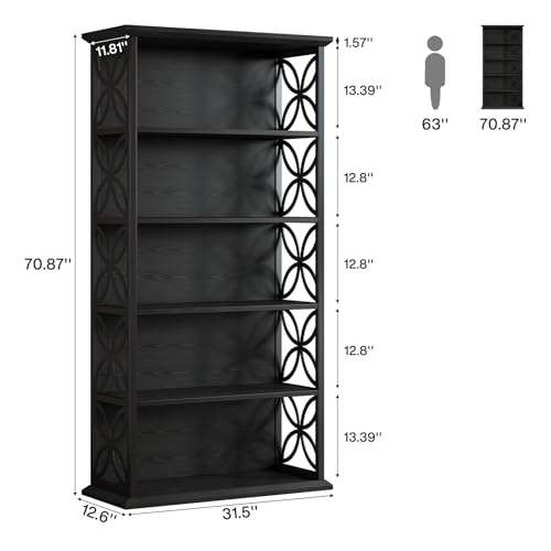 Image of Tribesigns 6-Tier Tall Bookshelf Set of 2, 71 inch Industrial Bookcase with Metal Frame, Freestanding Open Storage Shelves for Home Office, Living Room, Bedroom