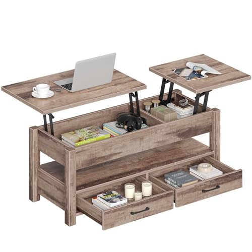 Rolanstar Couchtisch Höhenverstellbar, Couchtisch Holz mit Staura...