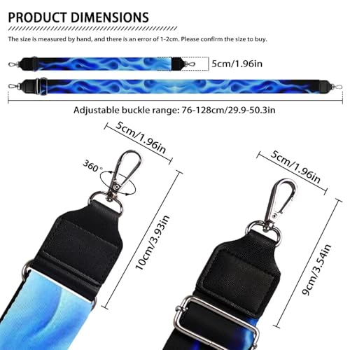 Image of GLENLCWE Blue Flame Replacement Belt Wide Purse Strap for Women Adjustable Crossbody Straps Guitar Strap for Bag Purses
