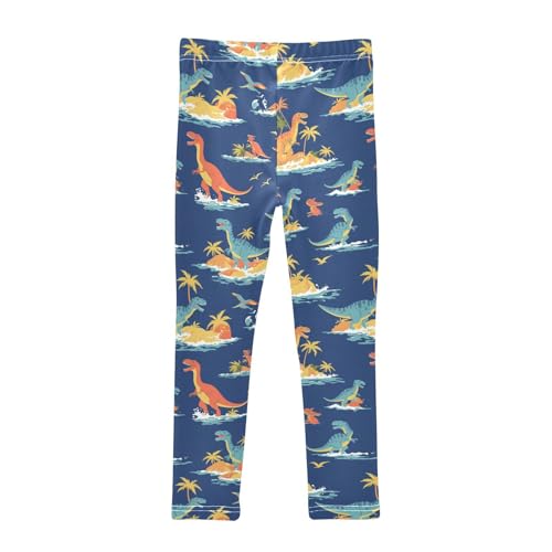 Wusikd Dinosaurs Surfing Girls' Leggings Toddler Doodles Blue Sky Kids Yoga Pants Dance Active Tights 4T2