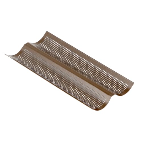 GOBEL - Plaque à 2 Baguettes Perforée - 38 x 16 x 2,2 cm - Acier - Revêtement Antiadhérent Bicouche Garanti sans PFAS - Qualité Professionnelle –...