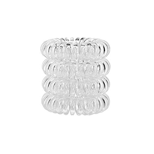 TEEROVA Elastic Traceless Hair Ring - Transparent Spiral Hair Ties, Hair Coils, Coil Hair Ties, Phone Cord Hair Ties - 4pcs
