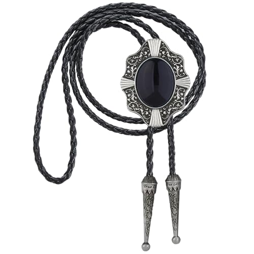 Image of HUABOLA CALYN Native American Bolo tie Rodeo Cowboy Leather Necktie Western Bolo ties for Men Women Necktie for Concert Fans