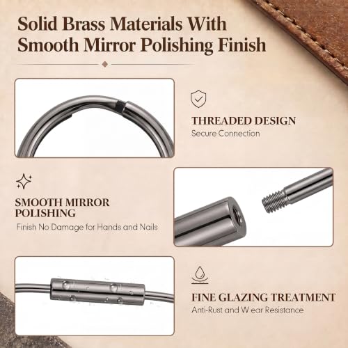 Image of WILLBOND Brass Carabiner Key Ring Locking Screw Carabiner Clips Round Key Rings Keychain Kit for Handbags Purse Bag Charm