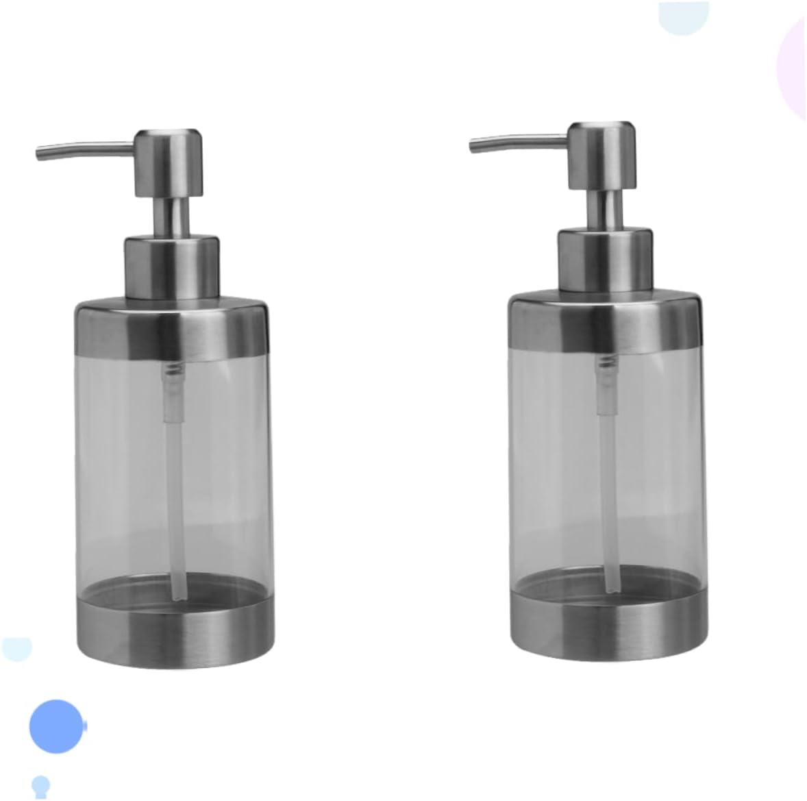 2 Pack Stainless Steel Acrylic Lotion Dispenser Bottles Refillable