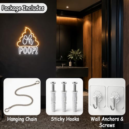 Image of Oh Poop Neon Sign for Wall Decor Dimmable Led Neon Lights Signs