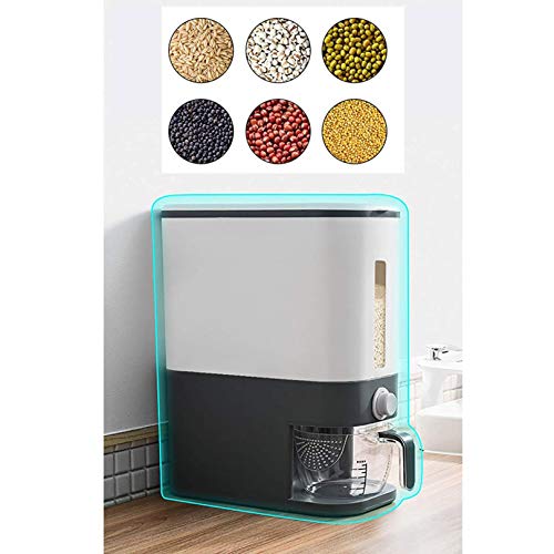 Muugo Rice Bucket Rice Storage Box Large Sealed Grain Container Kitchen Food Grain Storage Container Household Rice Bucket Storage Box Metering Cylinder with Automatic Rice Storage Tank (Gray)