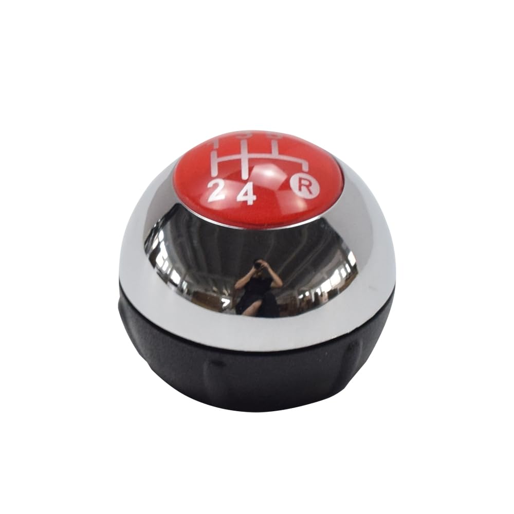 Fouedy 5/6 Speed Gear Shift Knob Shift Transmission Lever Knob Manual for Fiat 500 2012-2018 Chrome Red 55344048 (5 Speed)