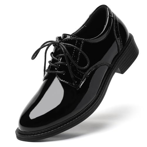 Image of Oxford Shoes for Women Black Formal Lace up Flats Dress Saddle Work Office Ladies Business Casual Dressy Shoes