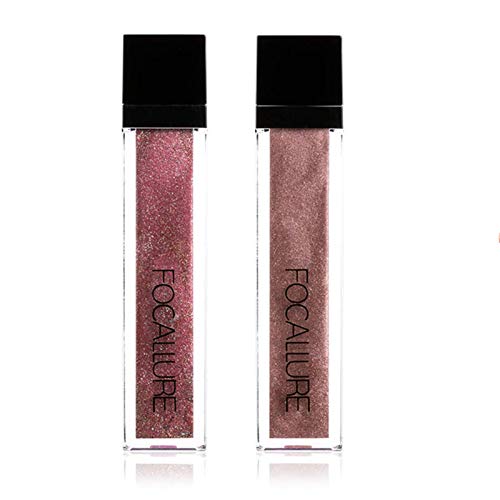 FOCALLURE 2 Pack Glitter Liquid Eyeshadow Lasting Waterproof Shimmer Metals Eye Shadow Smooth Sparkling Daily Makeup Kit (Z2)